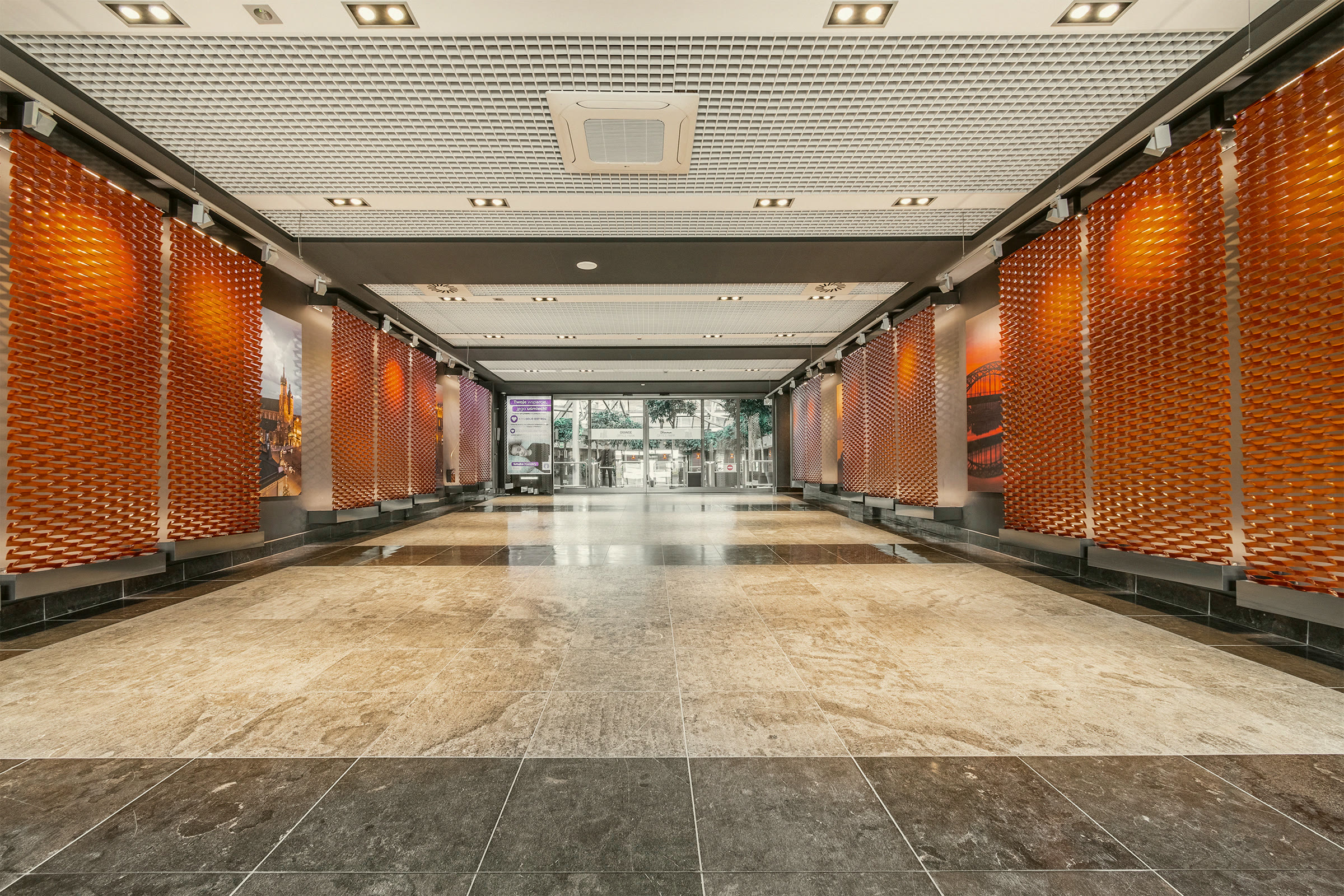 Corridor, orange walls