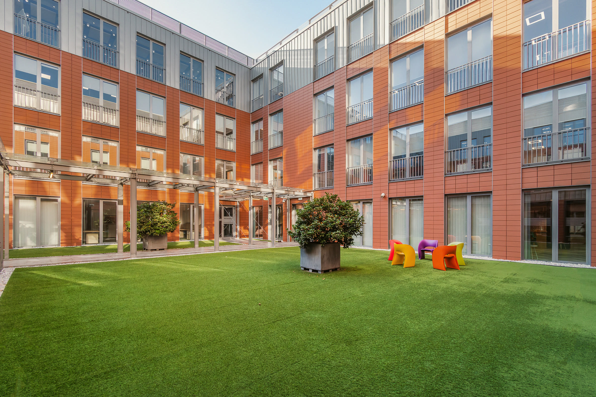 Courtyard lawn and seating